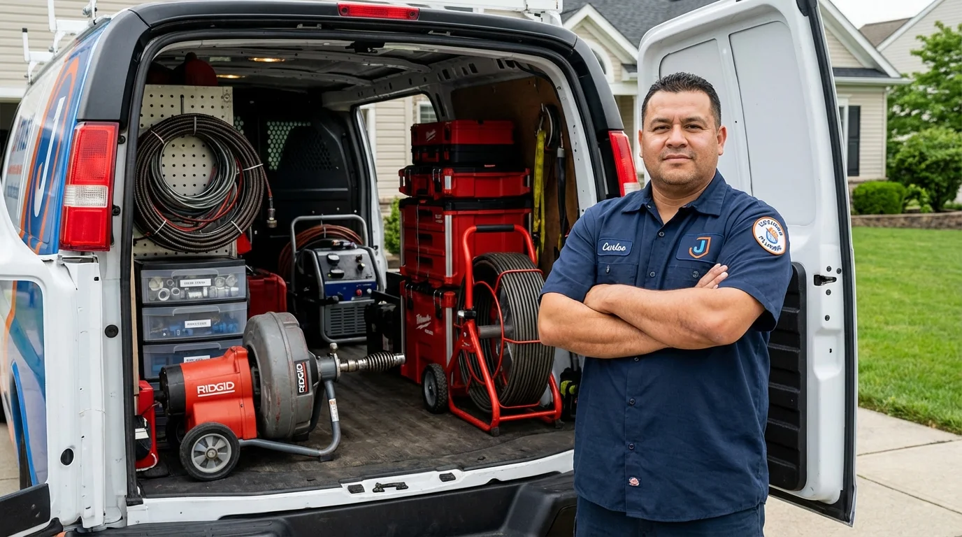 Professional drain cleaning equipment and Johns Plumbing LLC plumber in Wibaux