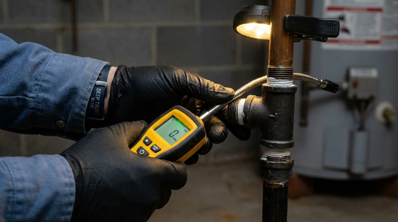 Gas leak detection with electronic sniffer by Johns Plumbing LLC in Wibaux